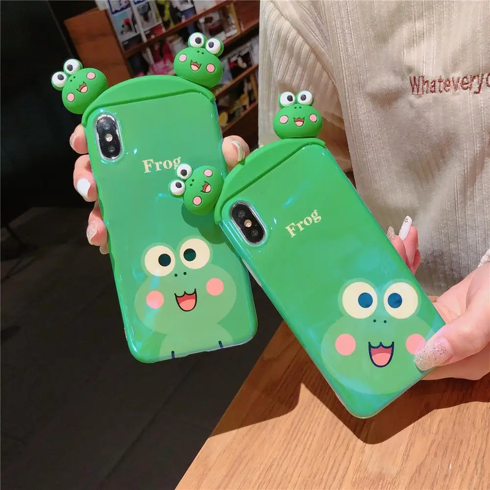 For iPhone 11 Pro MAX Cartoon Sesame Street frog Rabbit Pink Panther Blue Light IMD Case Xs XR Max X 6 6s7 8 Plus |