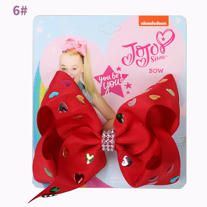 14 шт./лот 5 дюймов JOJO SIWA банты лента бант для волос с зажимы для волос банты Стразы центр Детские волосы для девочек Аксессуары Головные уборы