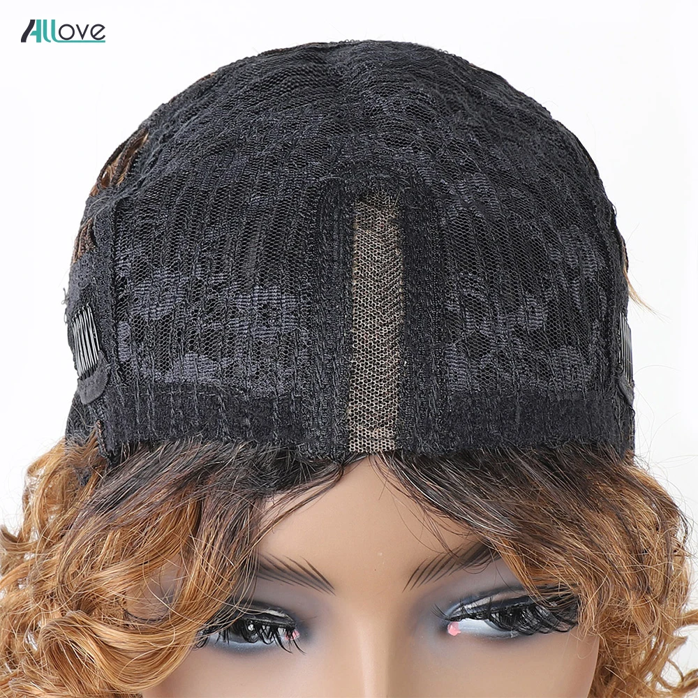 

Allove Human Hair Bob wigs Brazilian Short Curly Bob Wig Colored Bob Curly Human Hair Wig Machine Made Kinky Curly Hair Wigs