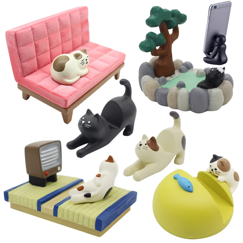 Японские милые кавайные Мультяшные Манеки Neko calico black cat stretch для просмотра ТВ