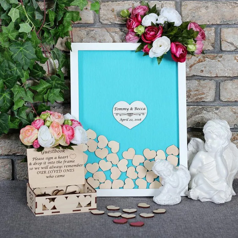 Персонализированная деревянная Гостевая книга идеи теневая коробка