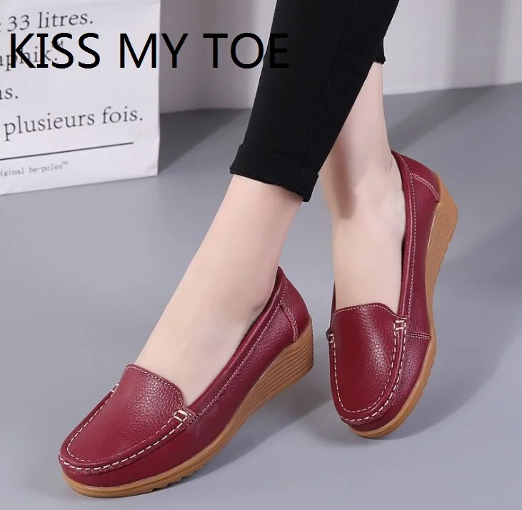 Женские Повседневные Дышащие туфли из мягкой натуральной кожи модные кроссовки