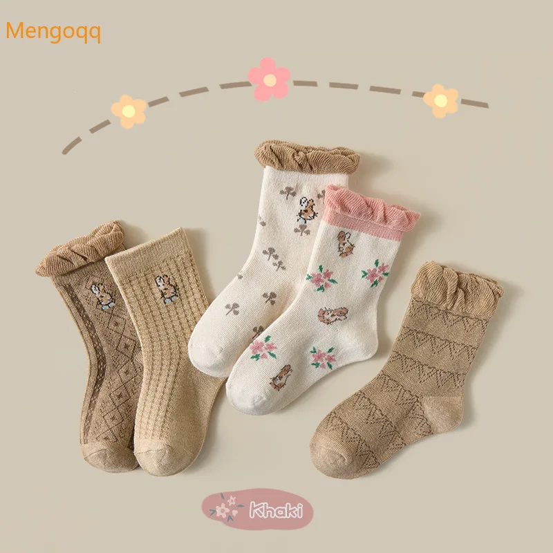 

Children Baby Girls Autumn Winter Lace Tube Floral Rabbit Leisure Girl Socks Toddler Kids Accessories 1-12Y