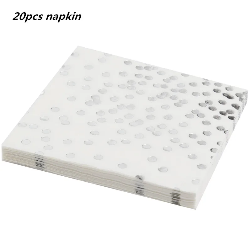 20pcs napkin 10 шт. золотые вечерние одноразовые столовые приборы, чашки шампанского, соломинки, 1st день рождения, вечерние принадлежности для детей - Цвет: 20pcs napkin