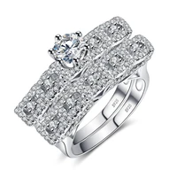 lovers rings 925 sterling silver jewlery sets 2pc wedding diamond rings set for couple anillos 925 para mujer diamond riings