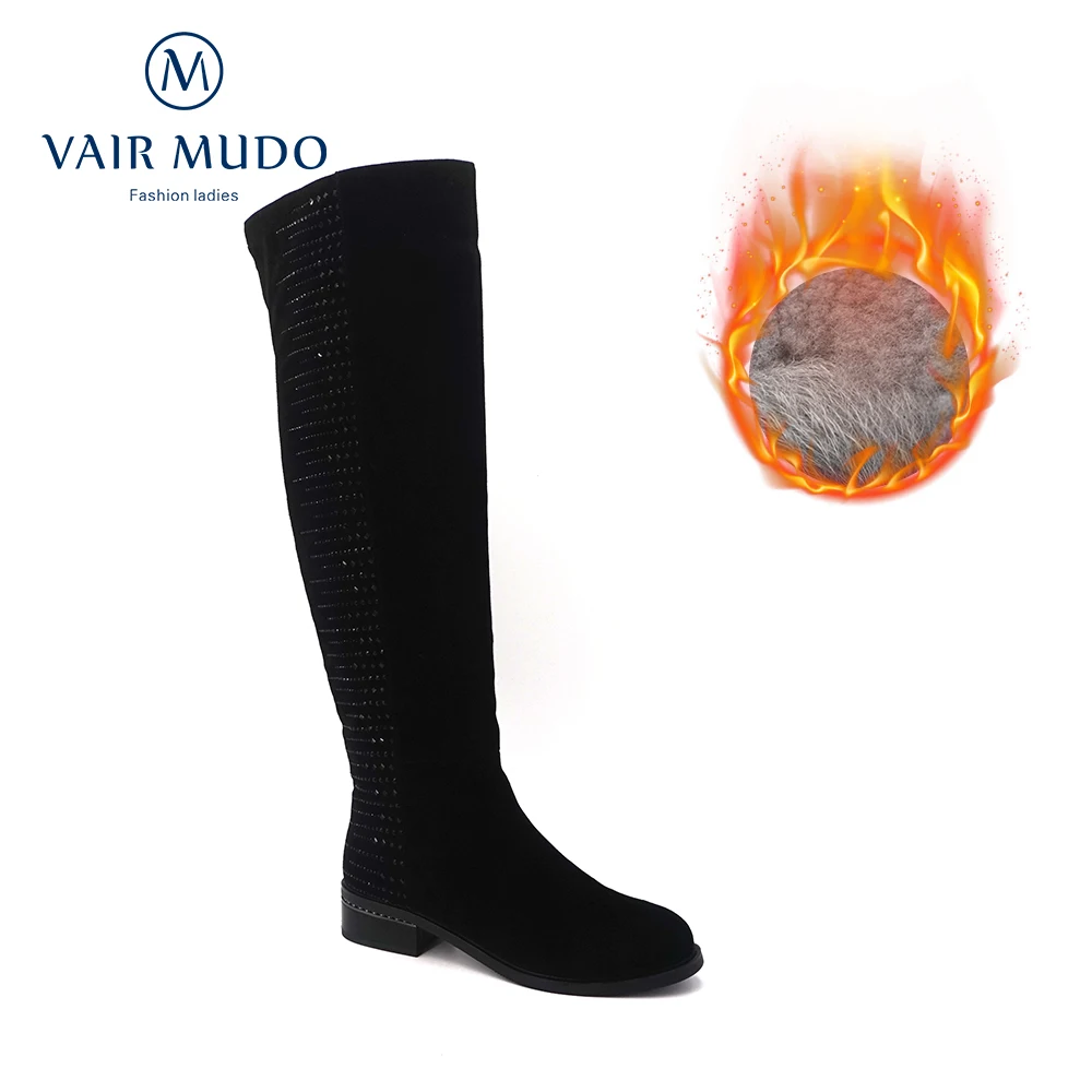 Женские зимние ботинки из овечьей замши на подкладке|Ботфорты| |