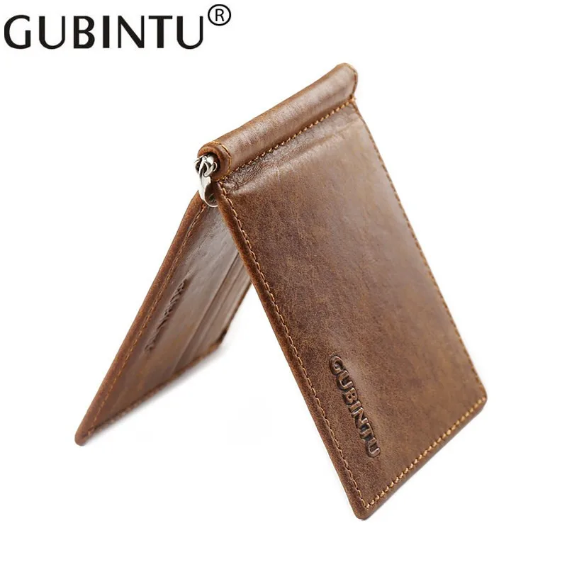 GUBINTU бумажник из натуральной воловьей кожи мужской скользящий металлический