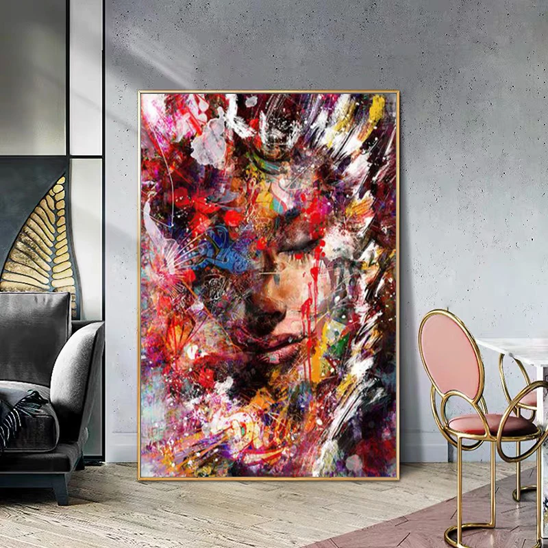 

Abstract Graffiti Beautiful Woman Portrait Posters and Prints Canvas Paintings Wall Art Pictures for Living Room Decor No Frame