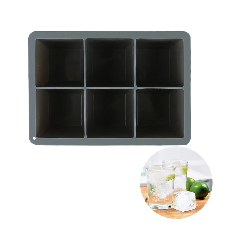 6 слотов большой блок силиконовая форма для льда очень кубик лоток шотландского