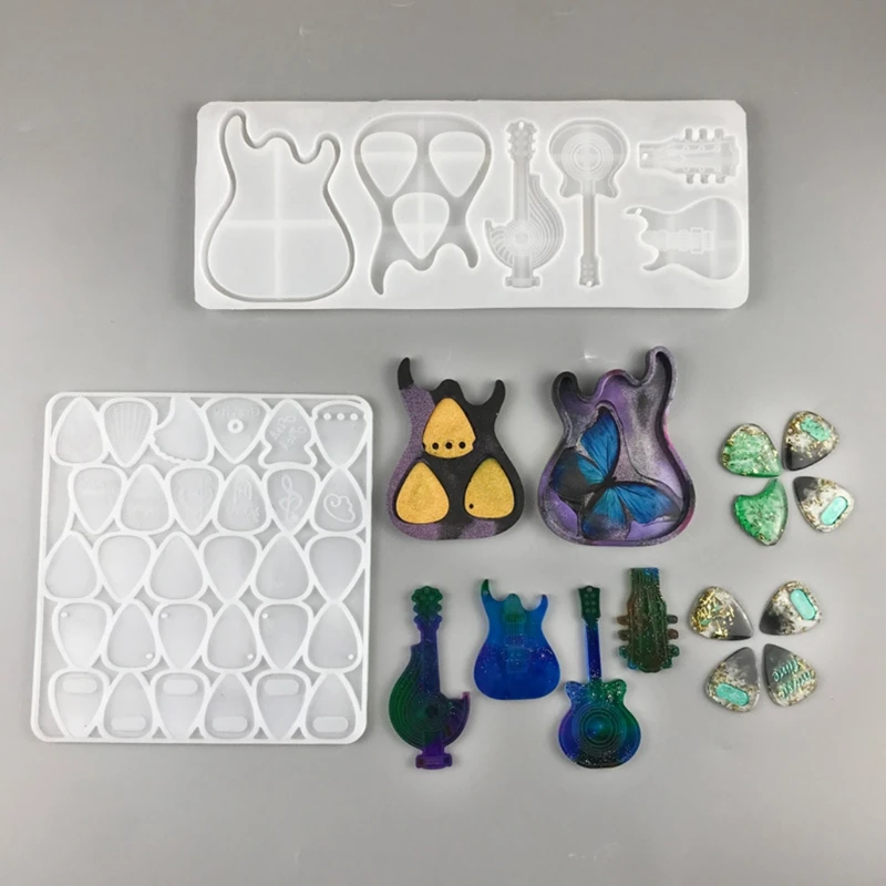 

Guitar Picks Epoxy Resin Mold Guitar Plectrums Keychain Pendant Storage Box Silicone Mould DIY Crafts Mold
