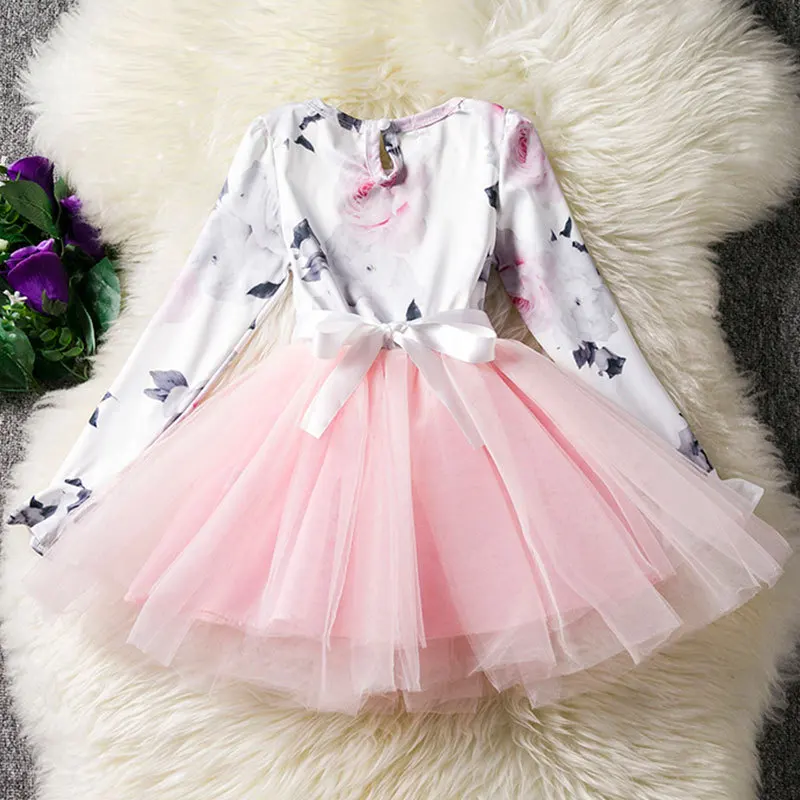 Новинка осенне-зимний костюм принцессы с длинными рукавами платье для маленьких