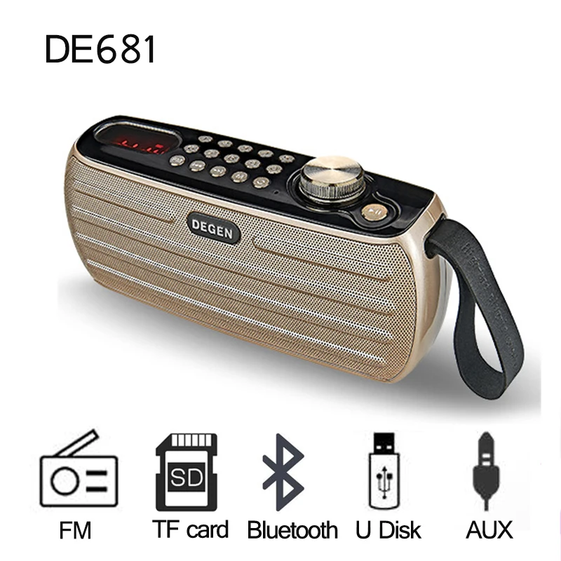Стереомагнитола Degen DE680 FM радио DE681 Bluetooth рекордер mp3 плеер портативное для