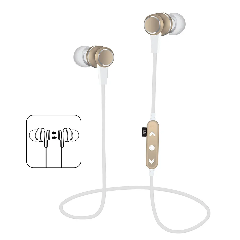 Gold Новейшая эргономичная дешевая беспроводная BT4.2 TF MP3 флэш-карта памяти sd-карта стерео Спортивная гарнитура наушники - Цвет: Gold