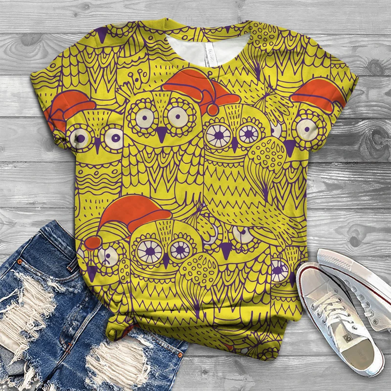 Женская футболка с короткими рукавами забавная летняя круглым вырезом и 3D