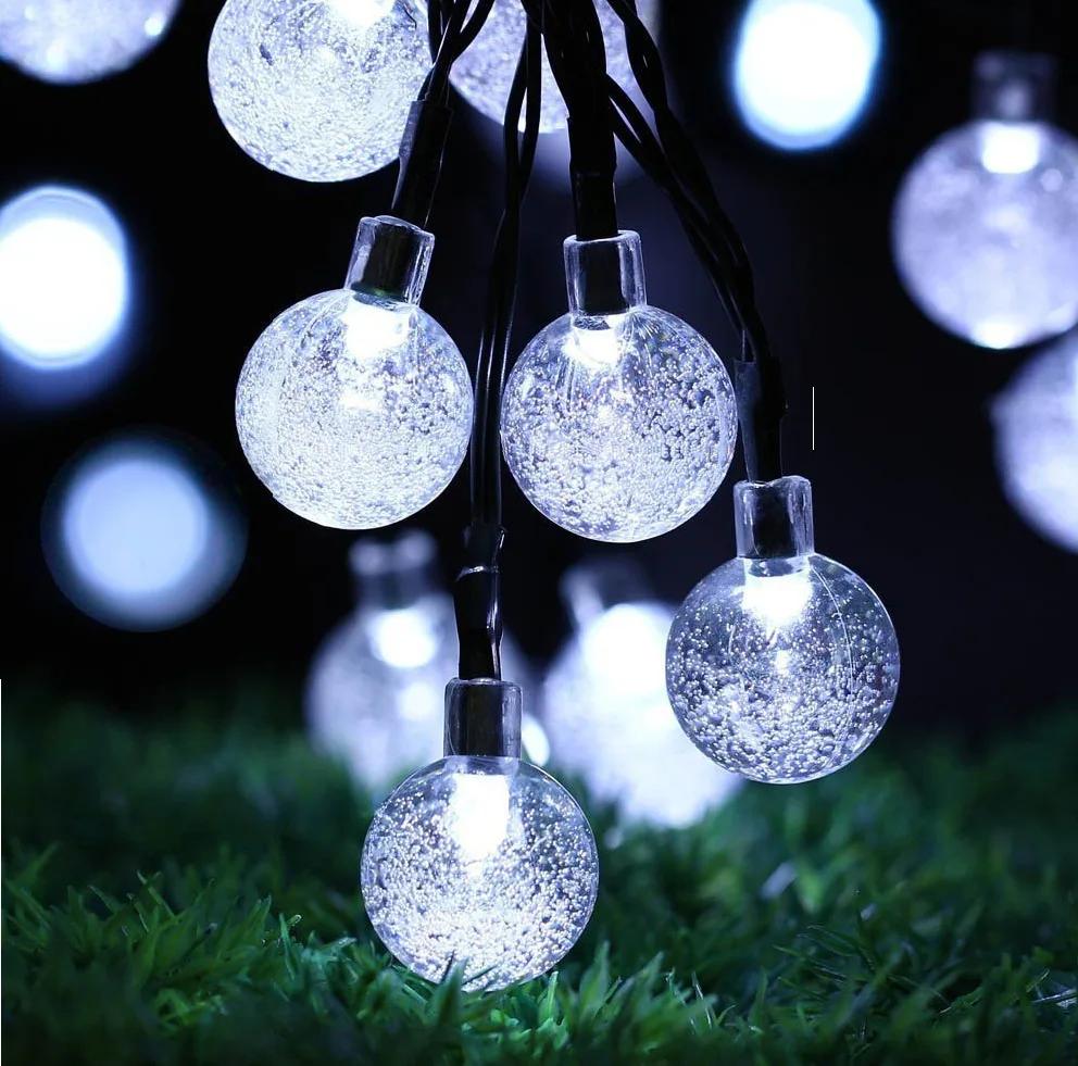 

New 20 LEDS Crystal ball 5M Solar Lamp Power LED String Fairy Lights Solar Garlands Garden Christmas Decor For Outdoor