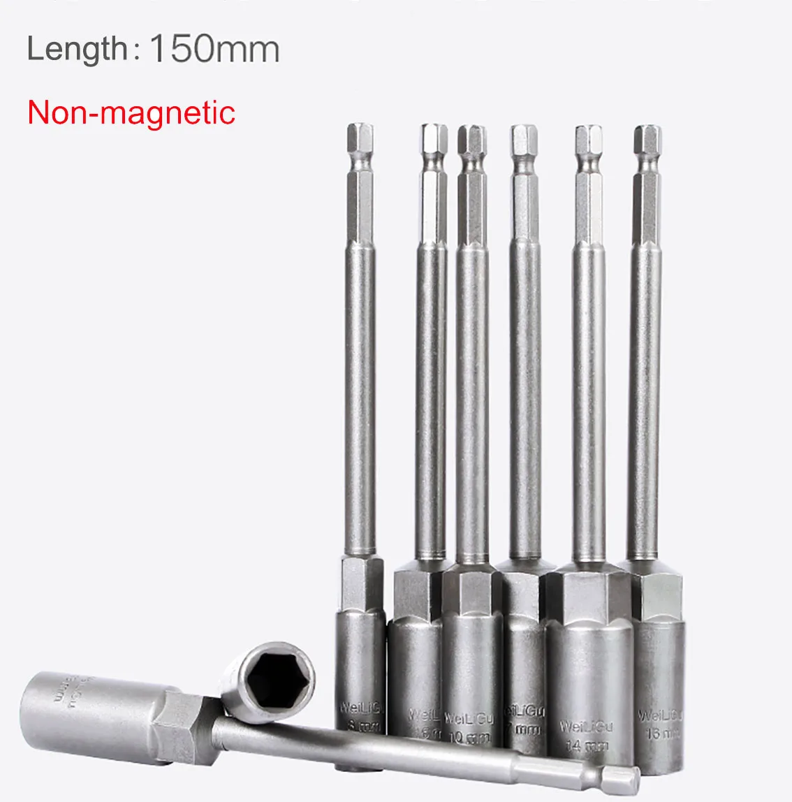 

1Pcs Length 150mm Non-magnetic Hex Socket Sleeve Bit Nut Driver for Power Drills Impact Drivers Hand Drills Tools Depth 30mm