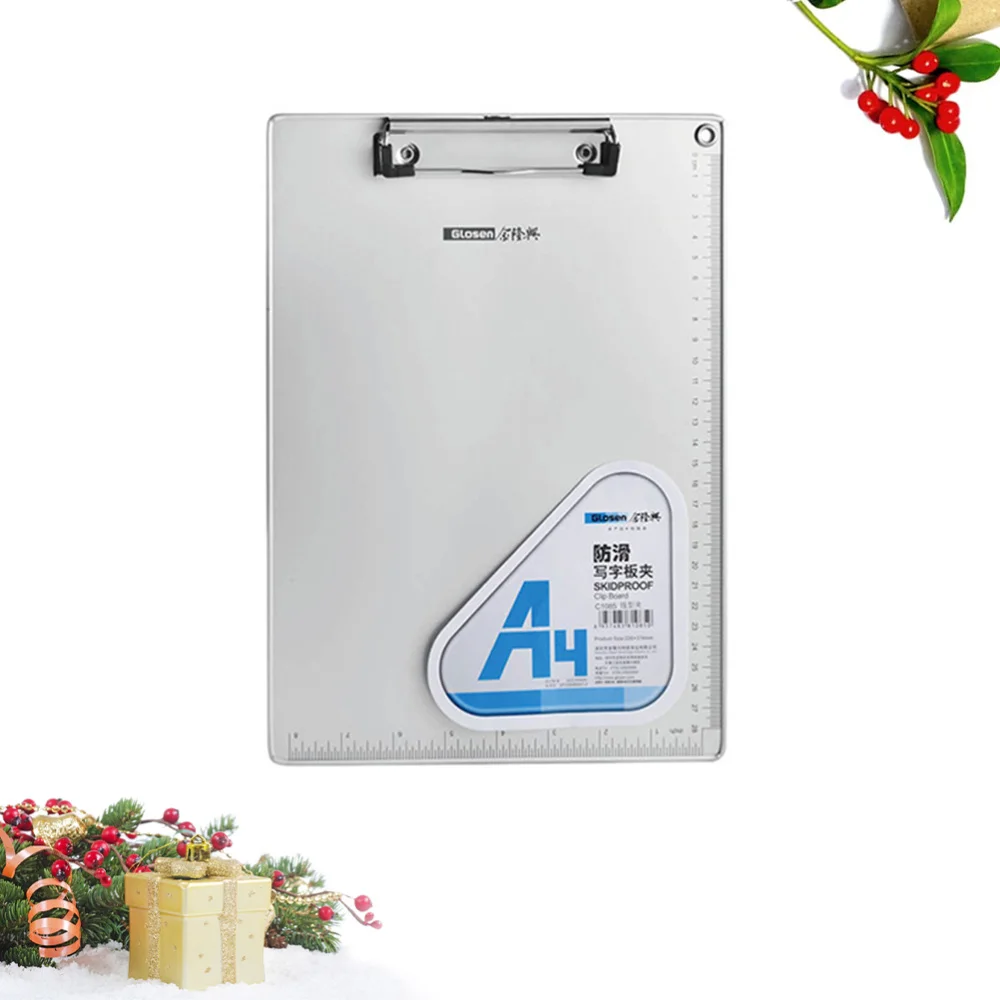 

Aluminum Alloy A4 Clipboards Portable Clip Board with Centimeter Scales for Memo Paper Files Document