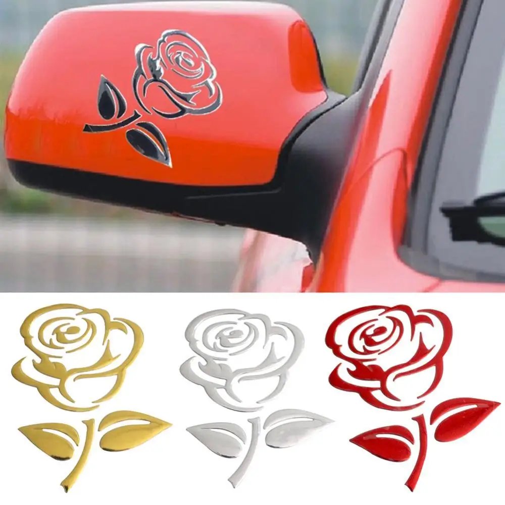 

Fashion Rose Flower Car Vehicle Light Lamp Brow Decor Rearview Mirror Sticker