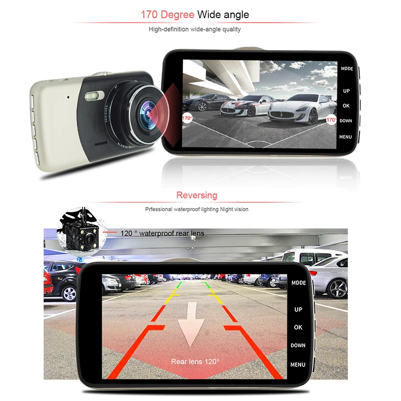 Автомобильный видеорегистратор 4 0 дюйма IPS два объектива full hd