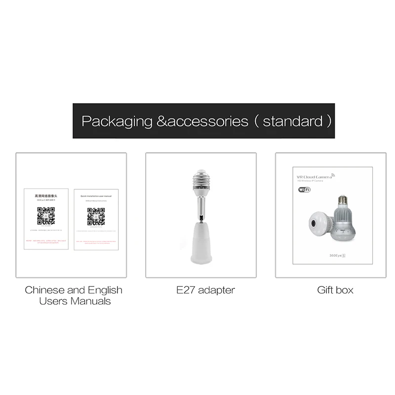 

Bulb type home wifi camera HD network mobile phone remote control ip camera 360 panoramic video surveillance home