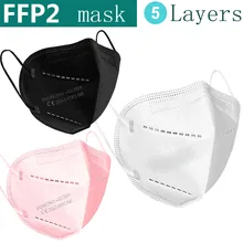 Mascarilla FFP2 KN95, Máscara protectora antipolvo, filtración antigripal, negra y blanca
