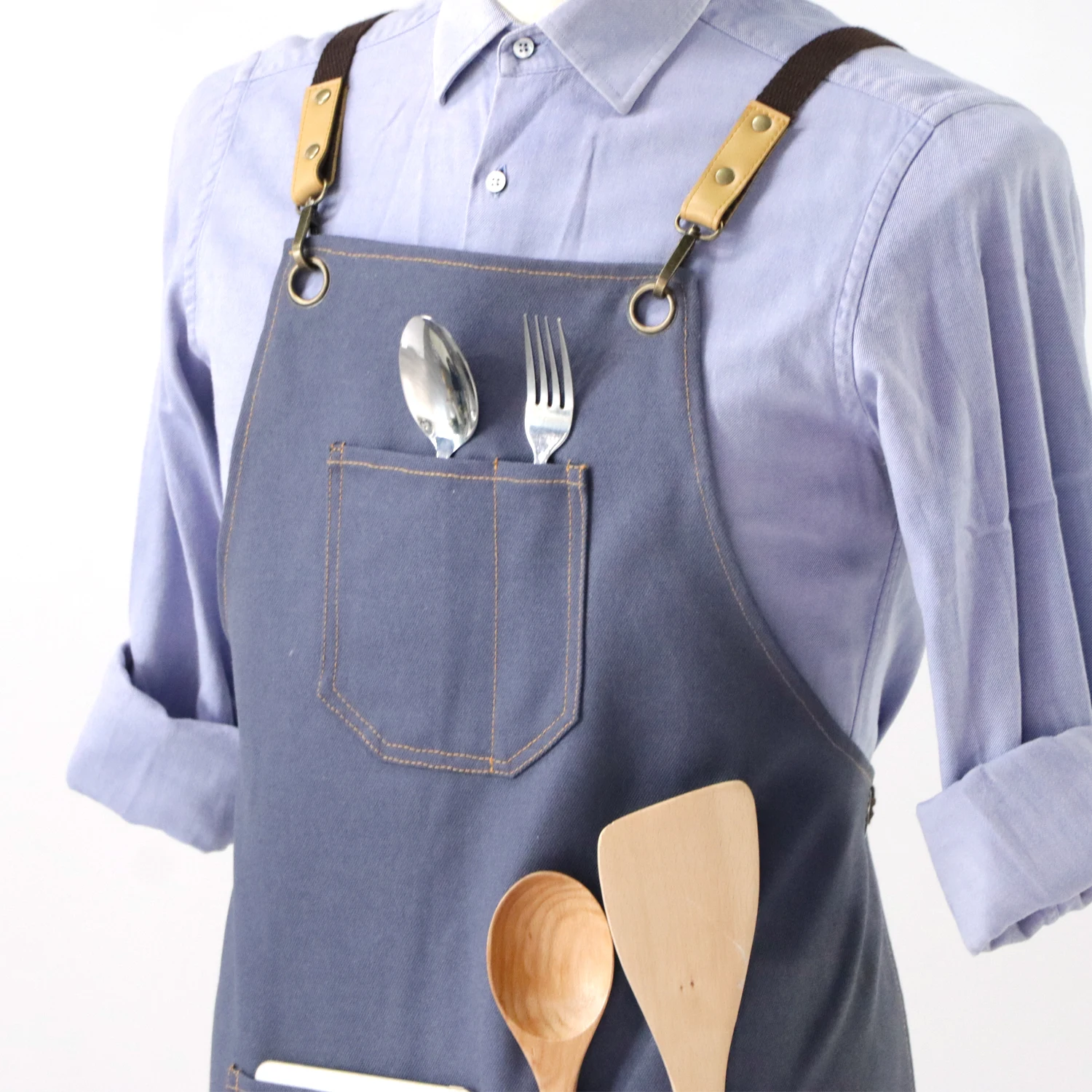 Модный холщовый кухонный семейный Мужской рабочий фартук шеф повара для гриля