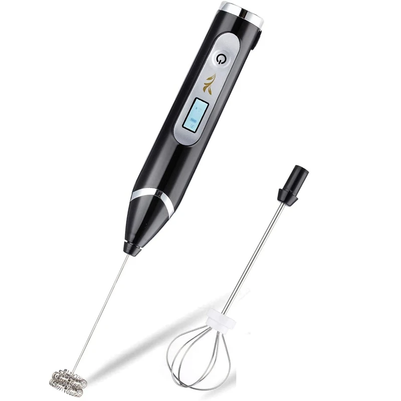

SANQ LCD Electric Milk Frother Handheld USB Rechargeable 3-Speed Foam Maker,Electric Whisks Mixer Blender for Coffee Egg Milk
