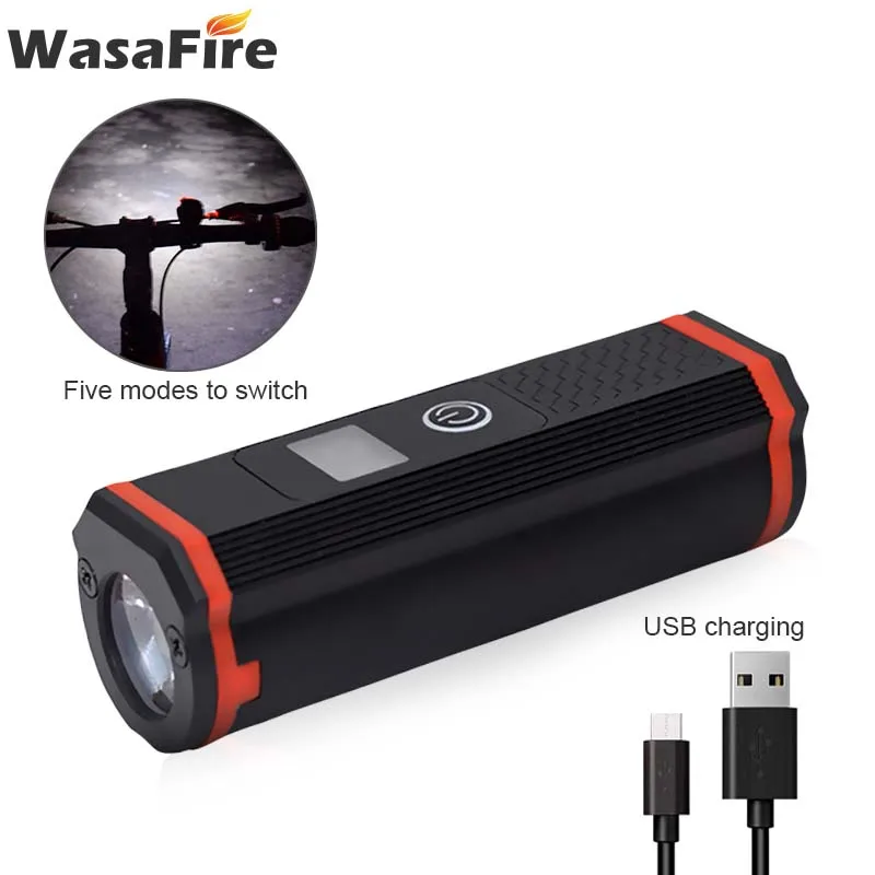 Передний светодиодный фонарь T6 для велосипеда с зарядкой по USB водонепроницаемый