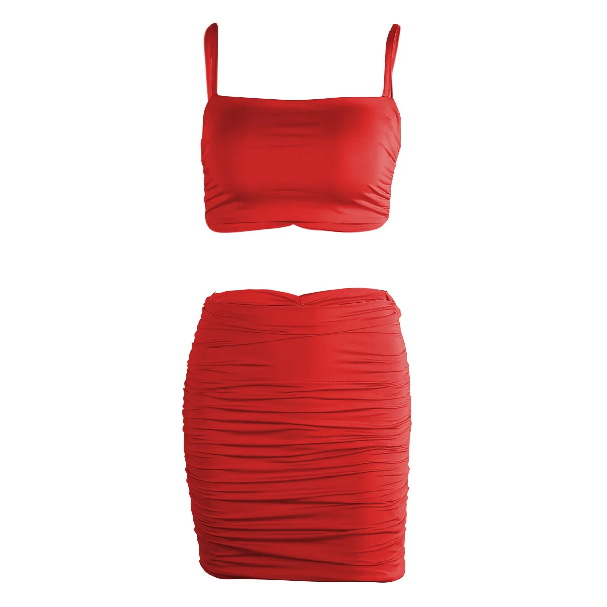 

Summer European and American sexy sling small vest pleated hip skirt two-piece suitTwo-piece summer sexy camisole with hip skirt