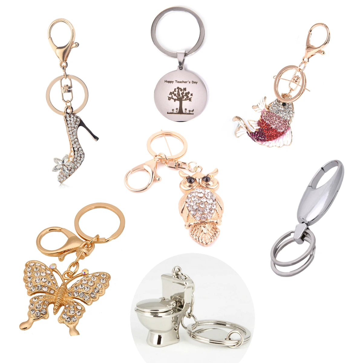 Эмаль Кристалл Рыба бабочка сова брелок держатель Золотая рыбка кошелек сумка