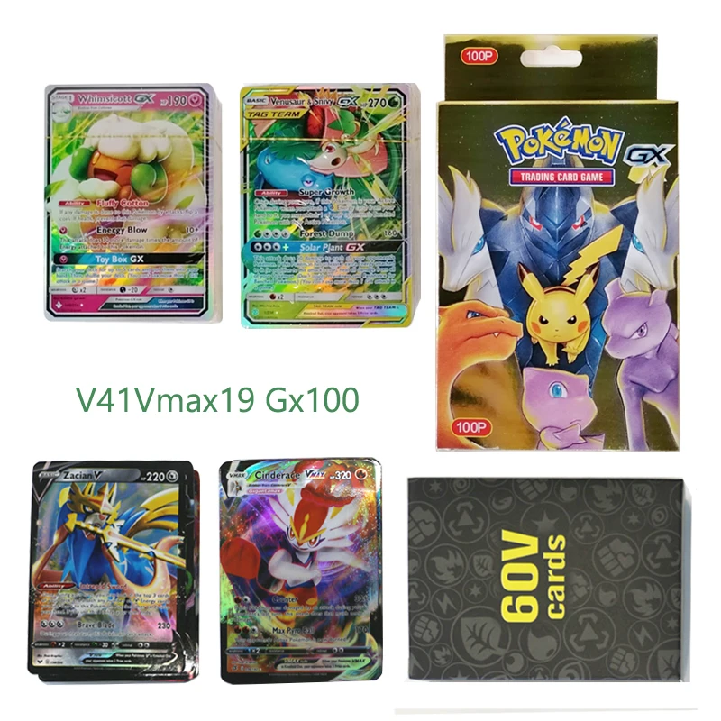 

Pokemon 60V Max 100GX Best Selling Children Battle English Version Game Tag Team Shining Vmax Tomy Pokemon Cards