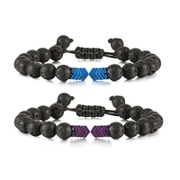trendy natural volcanic lava stone bracelets bangles healing balance yoga arrow beads adjustable chakra bracelet for women men