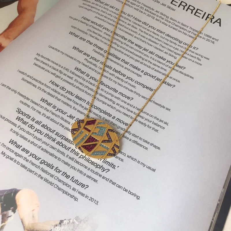 

Модное Очаровательное ожерелье из стерлингового серебра с копией 1:1, многоцветное племенное регулируемое ожерелье с овальной подвеской, же...