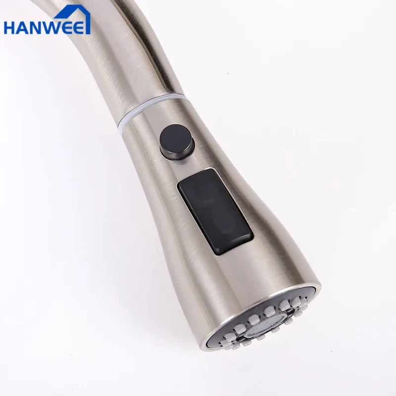 Кухонный кран из матового никеля выдвижной носик с одним отверстием и смеситель