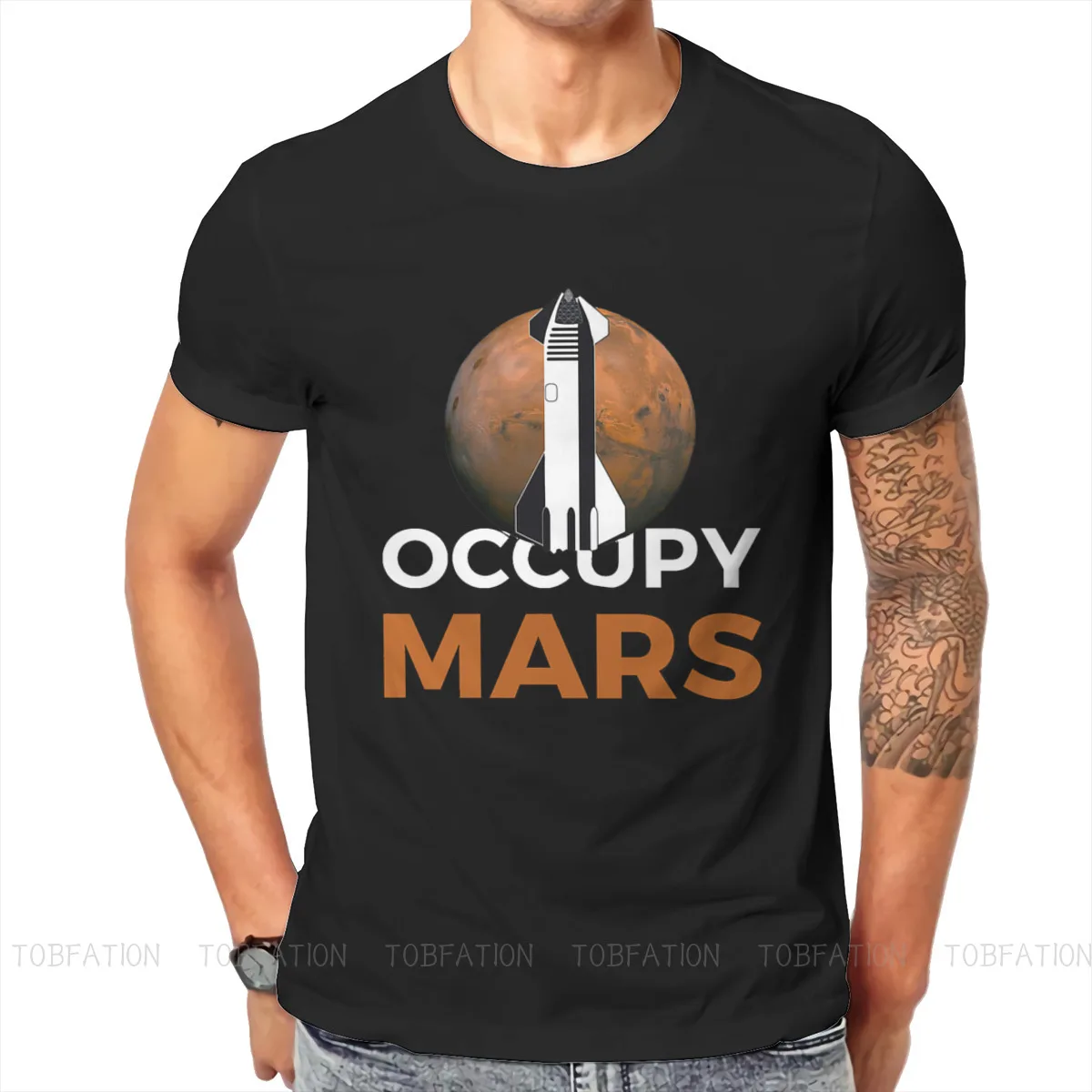 OCCUPY Spacex Starship Classic Mars 2020 Space Explorers Tshirt Top Cotton Loose O-Neck Men's Clothes Graphic Men T shirt