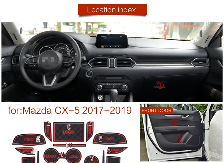 RKAC ворота Слот коврик для Mazda CX-5 2013- CX5 CX 5 межкомнатный дверной коврик автомобильные подстаканники Нескользящие коврики красный белый