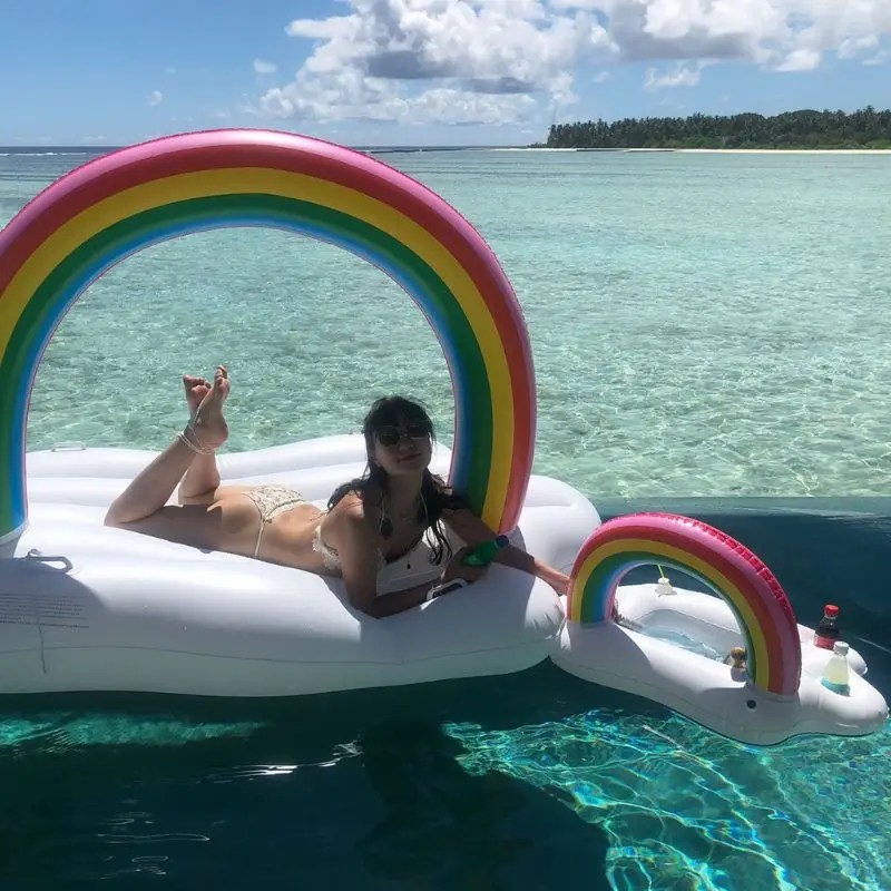 

Inflatable Rainbow Cloud Drink Holder Summer Pool Party Floats Table Bar Tray CORF