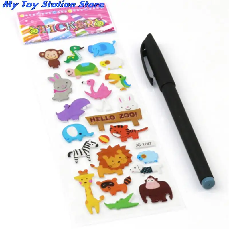 Cute 3D Cartoon Animal PVC Bubble Puffy Stickers Kids Girl Boy Dinosaurs Classic Toys School Teacher Reward 5 Sheets | Игрушки и хобби
