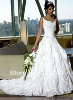 free shipping 2015 new design hot vestidos de festa longo spaghetti straps a line customize lace up beading white wedding dress