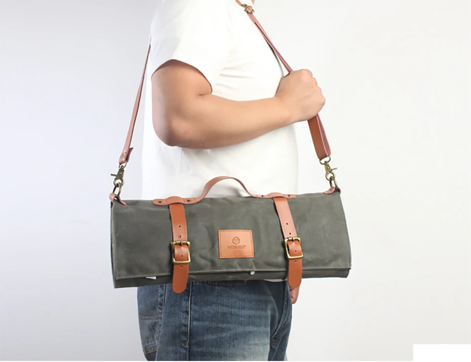 

Portable Chef Knife Bag Canvas Roll Bag Carry Case Bag Cooking Durable Storage with 11 Pockets Kitchen Organizer Knife Case