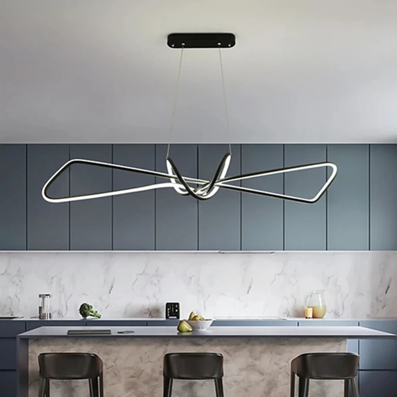 Offerte 80 CM Lampada A Sospensione A LED Moderna Nordic Black Gold Island Light Sala Da Pranzo Ristorante Bar Finiture In Metallo Verniciato Artistico