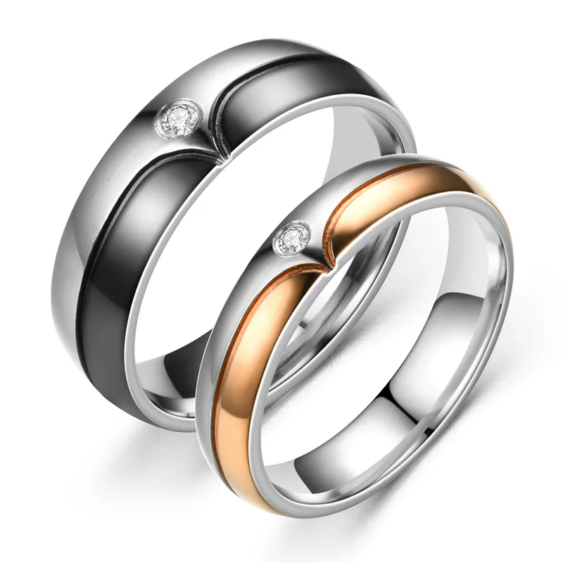 

Роскошные парные кольца Koaem, обручальное кольцо из розового золота, черное простое стильное ювелирное изделие из тонкой стали, подарок на по...