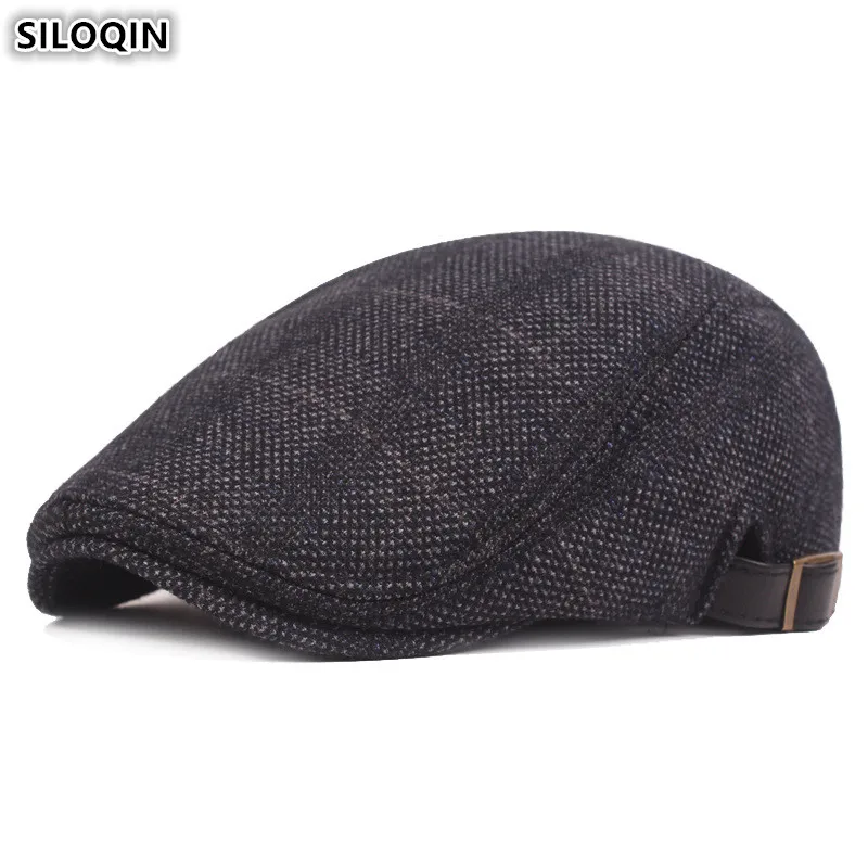 

SILOQIN Adjustable Head Size Men's Warm Berets New Winter Men Cotton Velvet Thick Warmth Tongue Caps Brands Cap Dad's Winter Hat