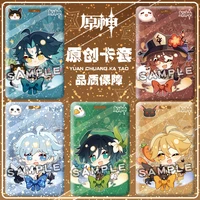 game genshin impact anime abs student id bus bank card holder key chain card case cover box pendant keyring decor hot sale gifts
