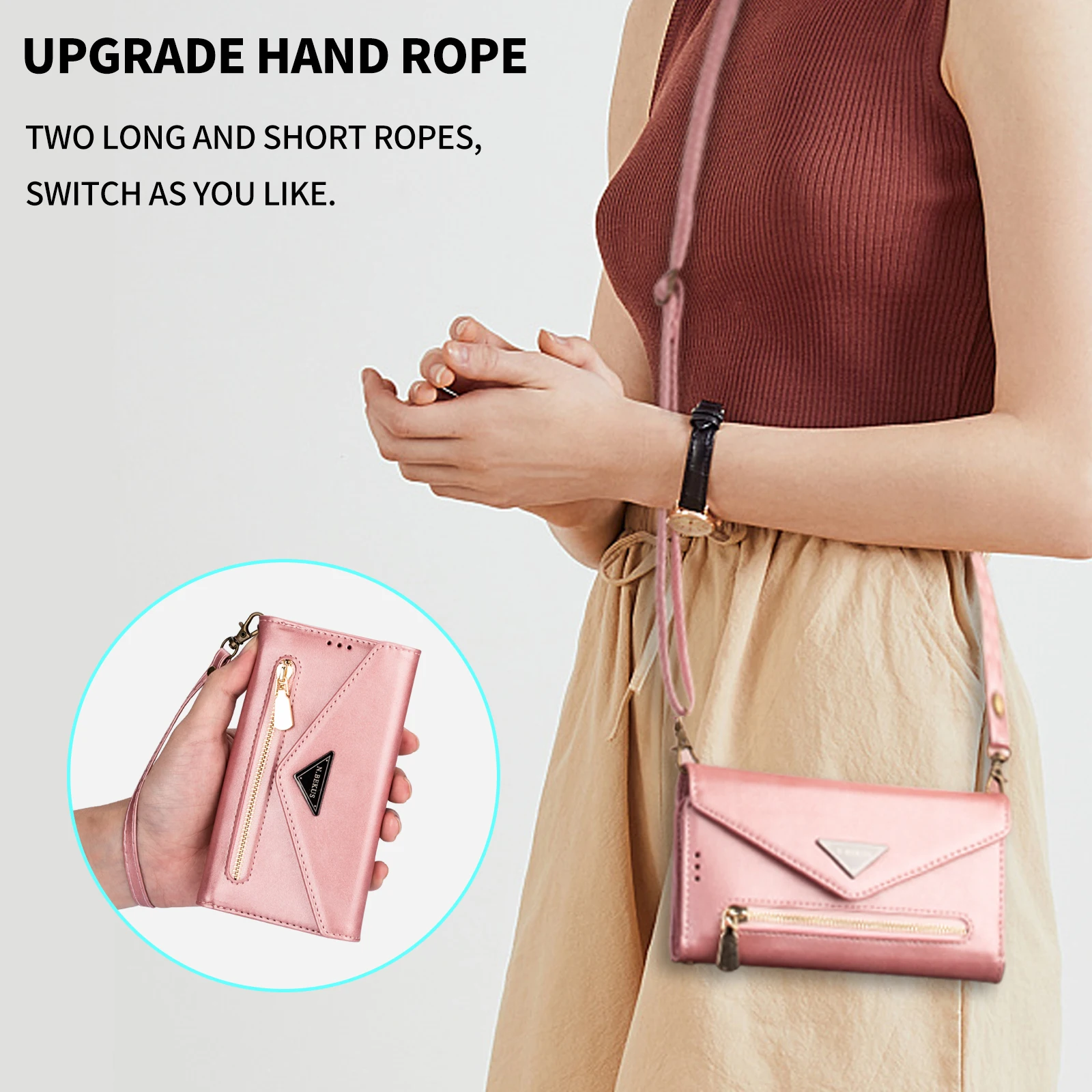 Folio Wallet Case for Xiaomi Redmi Note 11 Pro 10S 10 Funda Detachable Crossbody Zipper Handbag Wrist Strap Leather Phone Cover