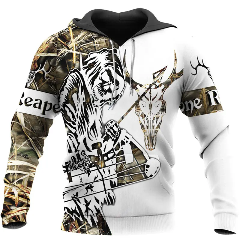 

Autumn sweatshirt Bone Reaper hunting camouflage 3D printing fashion men's hoodie unisex street Harajuku casual zipper hoodie