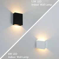 modern square 6w 12w led indoor wall lamp aluminum sconce home lighting bedroom living room aisle decorate wall light ac85 265v
