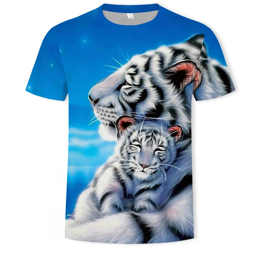 

2021 new lion tiger cartoon senior T-shirt anime 3DT sweatshirt graphic T-shirt oversized T-shirt men and women summer breathabl