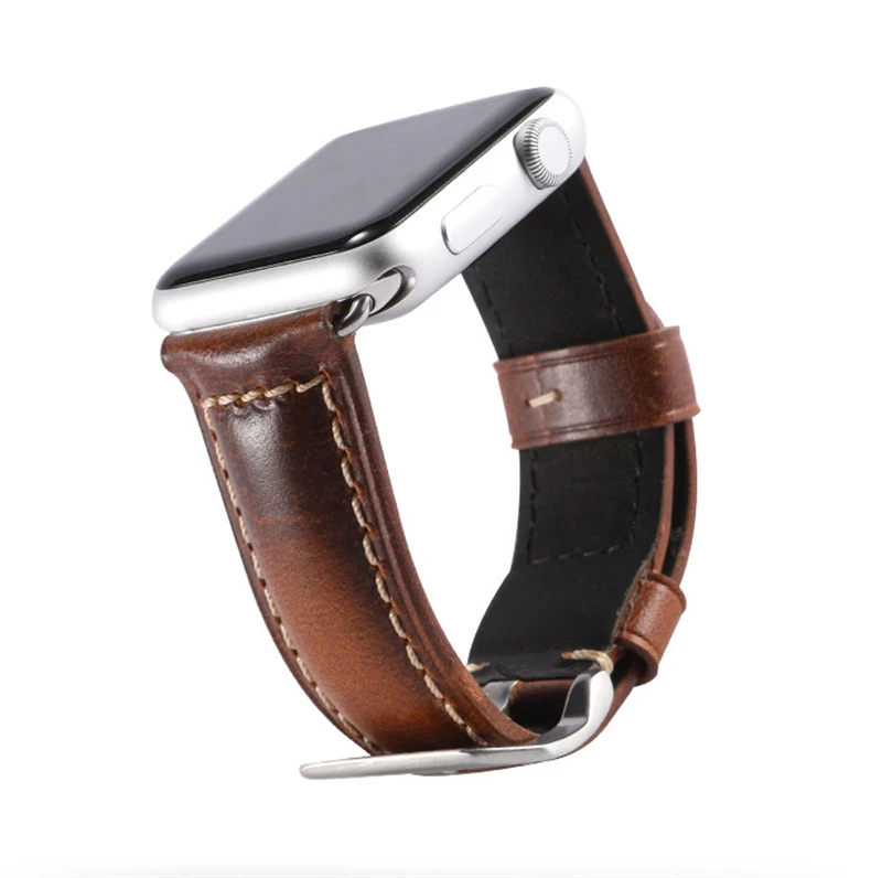 Коровья кожа воск натуральная ремешок для часов Apple watch 42 мм 38 серия 4 1 iwatch 44 40