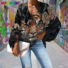 Женская блузка с длинным рукавом и V-образным вырезом